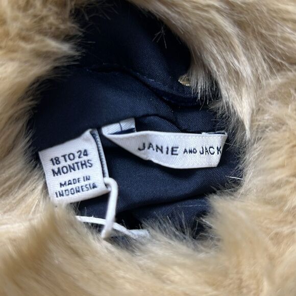 Janie and Jack 100044311 Navy Velvet Faux Fur Collar Jumpsuit NWT size 18-24 mon - Picture 9 of 10